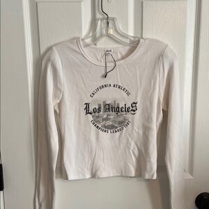 Garage Graphic White Long Sleeve Top